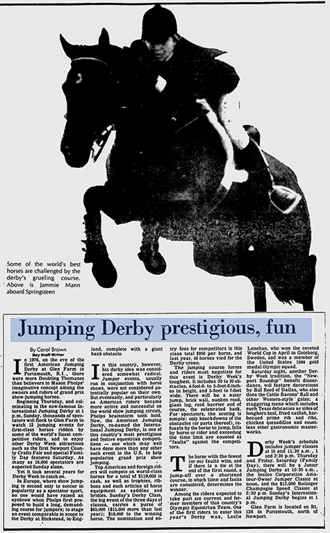 american jumping derby, article, The Day, newspaper