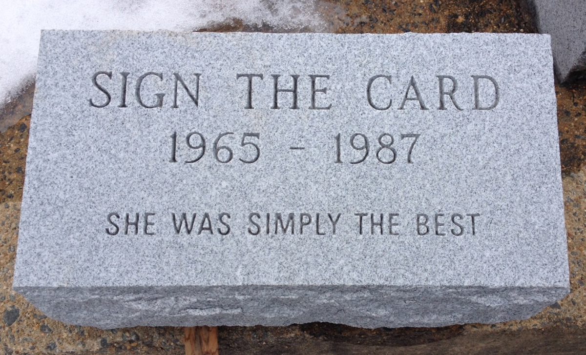 sign the card gravestone