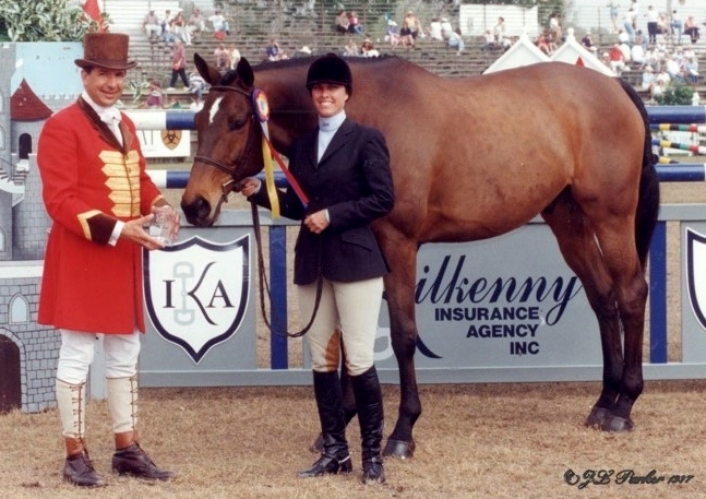 hunter horse western prospect winning a trophy with rider brian baldwin